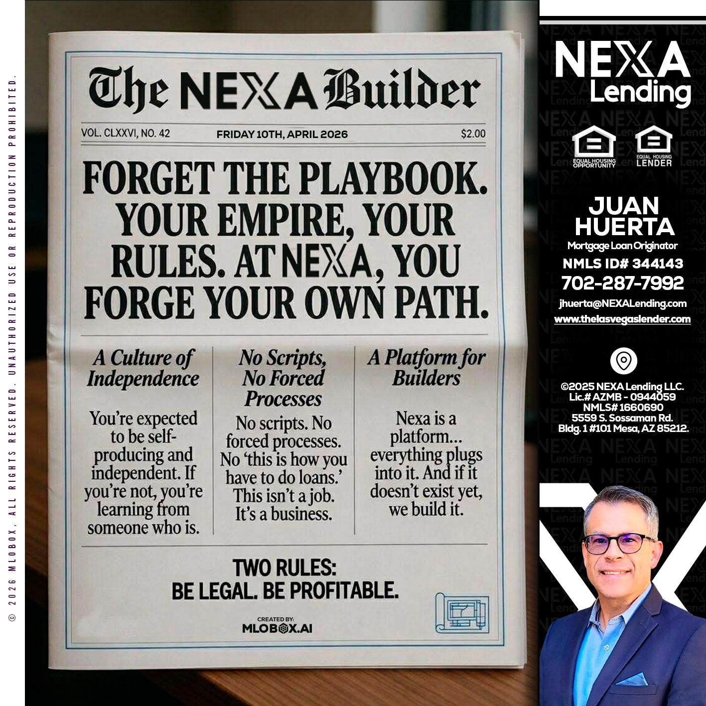 THE NEXA BUILDER - Juan Huerta -Mortgage Loan Originator