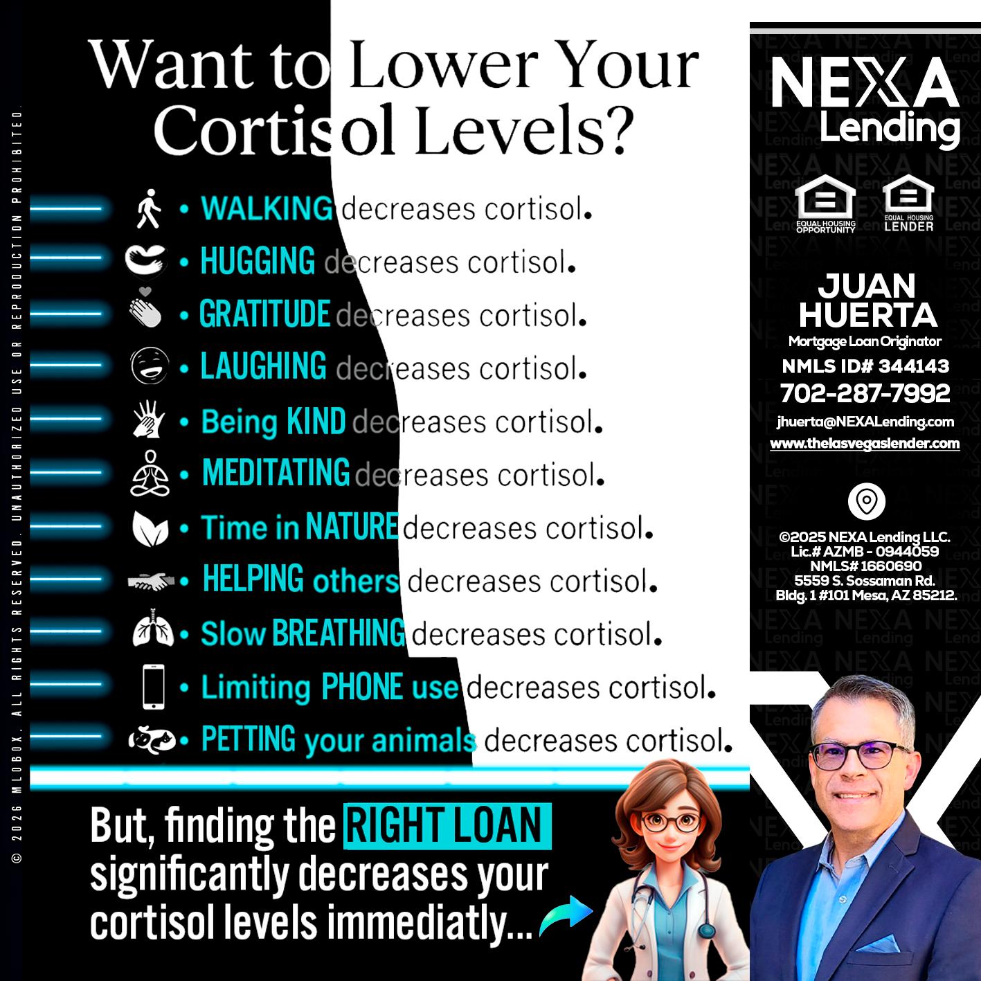 Want to lower Your Cortisol Levels? - Juan Huerta -Mortgage Loan Originator